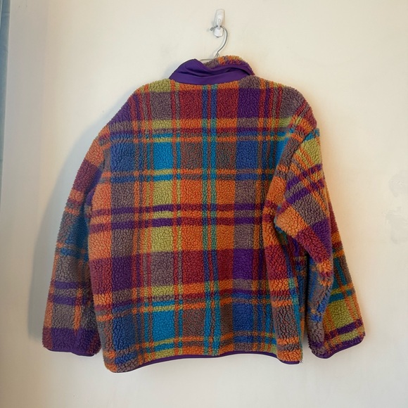 Throwing Tiny Fit Colorful Plaid Sherpa Teddy Jacket L - Picture 3 of 3